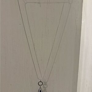 Elegant Silver and Blue Pendant Necklace and Earrings